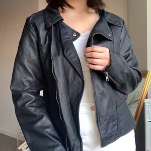 Women’s Faux Leather Motto Jacket